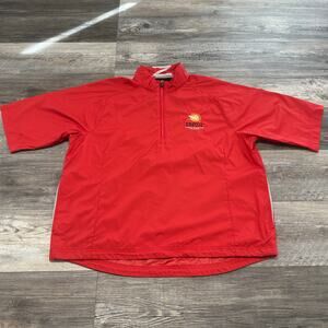 Zero Restriction Red Black Mens L Mesh 1/4‎ Zip Windbreaker Short Sleeve Jacket